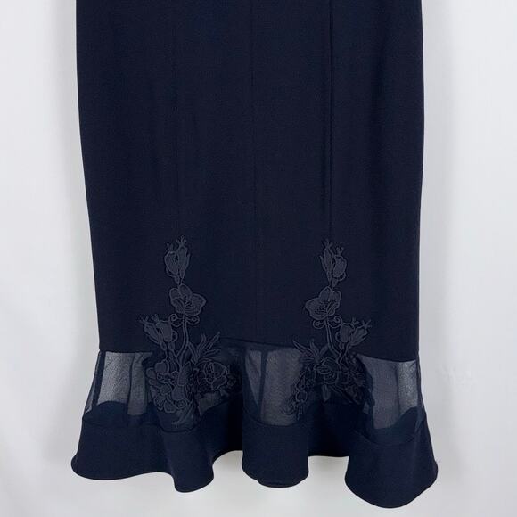 Adrian Mattox Womens Mesh Lace Mermaid Midi Dress Dress Size 10 Ink Navy - Picture 6 of 16
